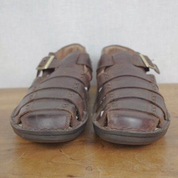 Alegria Men\'s Martinique Brown Leather Comfort Sandals EU 47